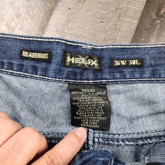 Vintage Mens Helix size 38x30 Bootcut Mid Rise Denim Jeans Y2K USA - Picture 4 of 9